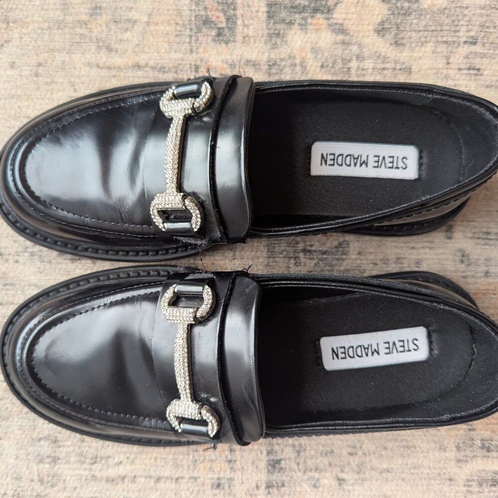 Steve Madden Girls Jeweled Loafers (Black Size 2)